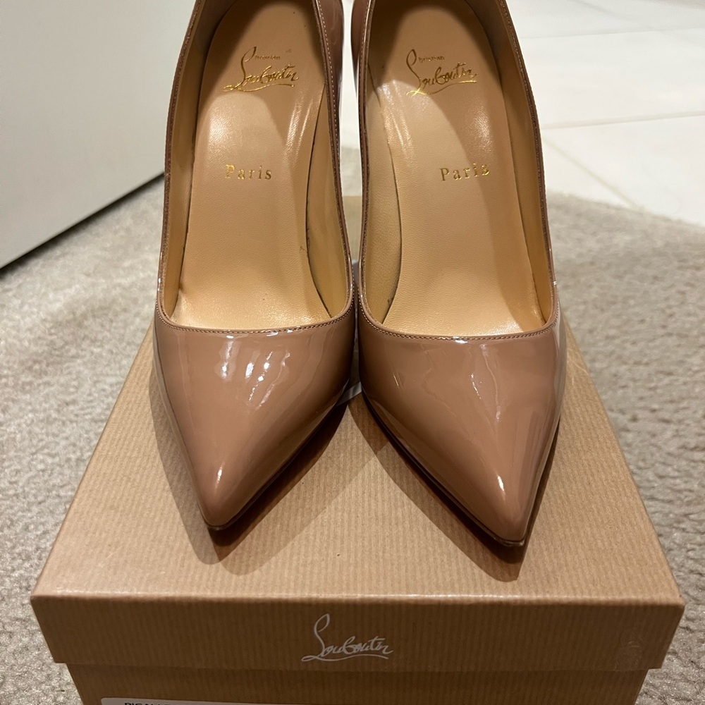 Christian Louboutin Nude Patent Pigalle 100 Pumps